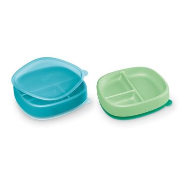 Imagem de Kit 2 Pratos Infantil Com Divisória Tampa e Ventosa  - Nuk