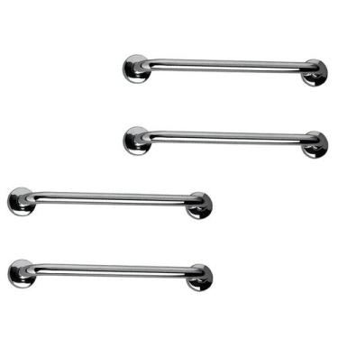 Imagem de Barra de Apoio Inox 60cm Kit 4 Unidades Idoso Deficiente Banheiro Box 