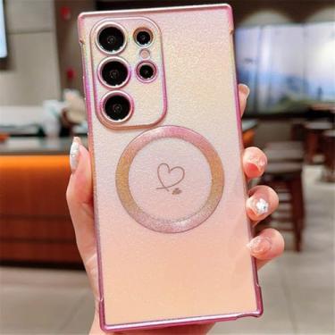 Imagem de Capa magnética de revestimento de luxo para Samsung Galaxy S24 23 22 21 Ultra Plus S21 23 FE Capa de carregamento sem fio, rosa, para S23 Ultra