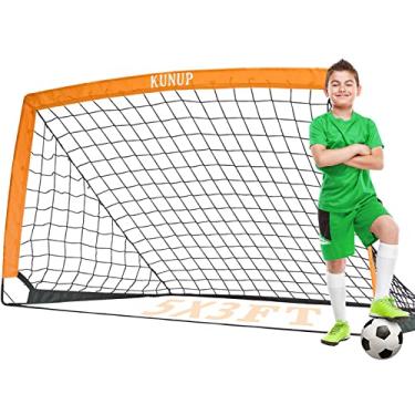 Imagem de kunup Baliza de Futebol Infantil para Quintal, 5×3, 6×4, 9×5 Pés, Rede de Treino de Futebol Dobrável Fácil com Bolsas de Transporte Portáteis para Crianças, Jovens, Adultos, Equipamento de Treinamento