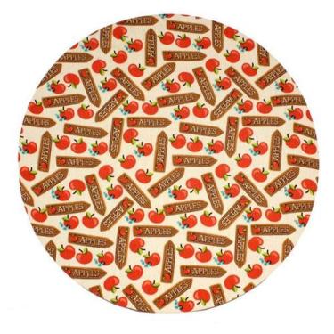 Imagem de Capa De Sousplat em Tecido Tricoline Maçã Para Base Mdf 35cm - M&G Dec