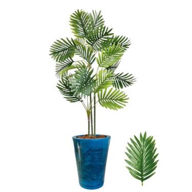 Imagem de Palmeira Planta Artificial 3 Troncos Com Vaso Marmorizado - FlorImp