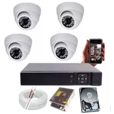 Imagem de Kit 4 Câmeras Internas Analógicas + Dvr + Hd e Acessórios Ótima Resolução