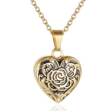 Imagem de Colar de cremação para mulheres, girassol/rosa/borboleta coração urna para cinzas de entes queridos, joia memorial, Aço inoxidável, Sem Pedra Preciosa