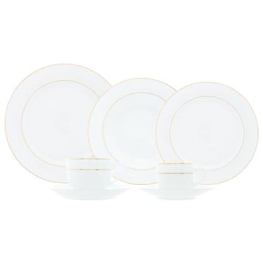 Imagem de WOLFF - Aparelho de Jantar 42 Peças de Porcelana com Fio de Ouro Mônaco Branco