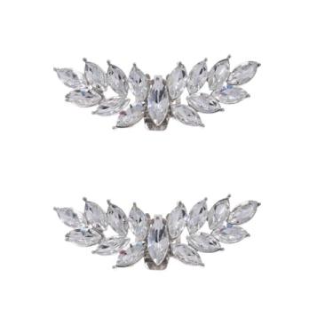 Imagem de Ruihfas 2 peças de clipes de cristal para sapatos de salto alto strass decorações de joias fivelas de sapato festa de casamento, apporx 2.76*0.98inch, Strass, Cristal