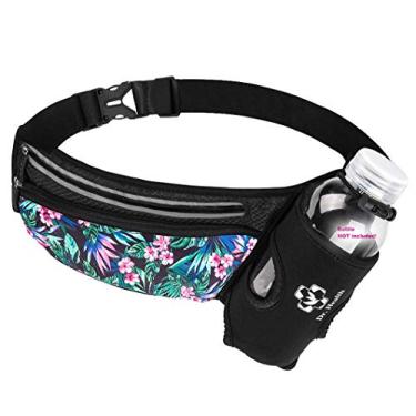 Imagem de Cinto de corrida esportivo/bolsa com suporte para garrafa de água, pochete de hidratação, listras refletivas, armazenamento para celular, orifício para fone de ouvido para passear com cães,