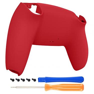 Imagem de eXtremeRate Capa traseira personalizada Passion Red Soft Touch Grip compatível com controle ps5, capa traseira de substituição compatível com controle ps5