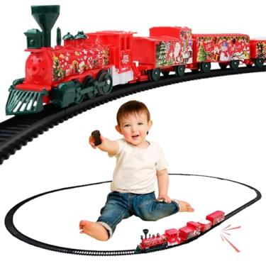 Imagem de Trilho de trem de Natal,Conjunto de trilhos de trem,Brinquedos de construção de trilhos de trem retrô elétricos | Conjunto de construção de trilhos ferroviários, conjunto de trem modelo educacional pa