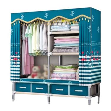 Imagem de Guarda-roupa Armário de guarda-roupa forte autônomo rack de roupas com gavetas armário de guarda-roupa para pendurar roupas organizador de armazenamento armário