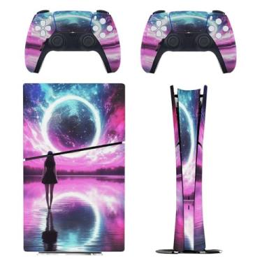 Imagem de Skin for PS5 Slim Digital Edition, capa adesiva para console e controle PlayStation 5, película protetora removível fácil de envolver acessórios para jogos, decalque capa completa - padrões artísticos