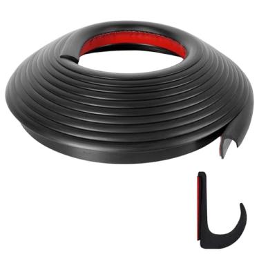Imagem de Ameri Calha de chuva de plástico PVC para carros, vans e trailers, molde de trilho de gotejamento flexível fácil de instalar para controlar o escoamento de água (12,2 m, preto)