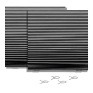 Imagem de FXHMHMJ Mini persianas para janelas internas - Persianas temporárias autoadesivas pretas, sem furadeira para quarto, cozinha, banheiro, 91 cm L x 182 cm A - (pacote com 2)