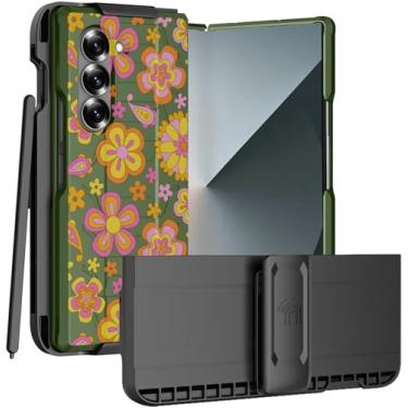 Imagem de Nakedcellphone Combo de capa e clipe de cinto para Samsung Galaxy Z Fold 6, capa resistente + clipe de cinto multifuncional com compartimento S-Pen, estampa floral