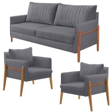Imagem de Conjunto de Sala de Estar Orion com 1 Sofá 2 Lugares Living e 2 Poltronas Cinza