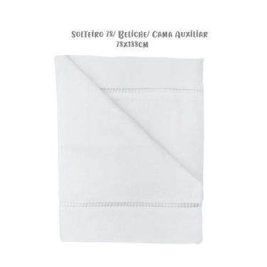Imagem de Jogo de Lençol 3 Peças Solteiro 78 Beliche Ponto Palito Branco Arrumad
