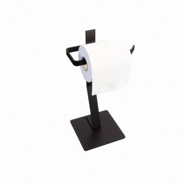 Imagem de Porta Papel Higiênico Chão Papeleira Banheiro Lavabo Preto