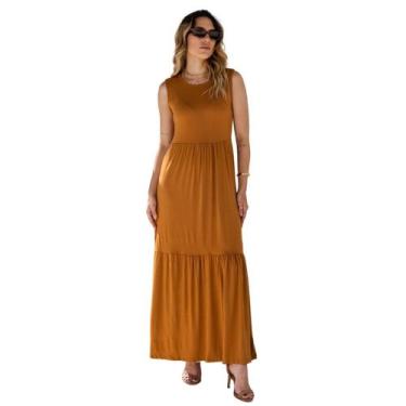 Imagem de Vestido Longo Casual Em Malha De Viscose Feminino - IV STORE, Suede, P
