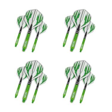 Imagem de Red Dragon Combo de dardos de voo e eixo verde – 4 conjuntos de voos padrão e 4 conjuntos de eixos nitrotech médios por pacote e cartão de finalização do Dragão Vermelho