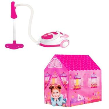 Imagem de Aspirador De Pó C/ Luz Infantil Brinquedo + Barraca Princesa - DM Toys