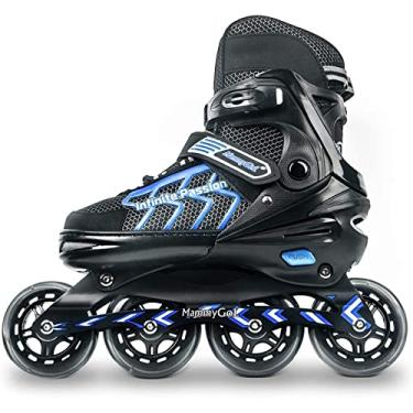 Imagem de Patins em linha ajustáveis para adultos, patins seguros e duráveis com rodas gigantes, patins profissionais de alto desempenho para homens e mulheres azul tamanho 8 9 10 11