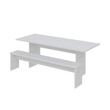 Imagem de Mesa de Jantar 200x80x74cm 2,5cm com 1 Banco Essence Branco