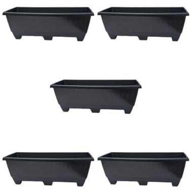 Imagem de Combo 5 Jardineiras Floreiras De Plástico 50cm Preta Maranata - Marana