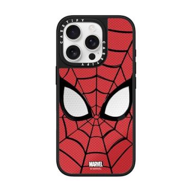 Imagem de CASETiFY Capa espelhada para iPhone 16 Pro [Homem-Aranha Co-Lab / Proteção contra quedas de 1,5 metros/Compatível com Magsafe] - Máscara do Homem-Aranha - Prata em Preto