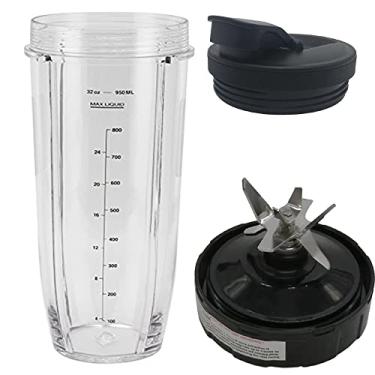 Imagem de Joystar Lâmina de substituição com equipamento de plástico de 6 aletas na parte inferior (apenas barbatanas femininas) com copo de 946 ml e tampa de bico para NUTRI NINJA PRO OU Auto-iQ BlenderBL451
