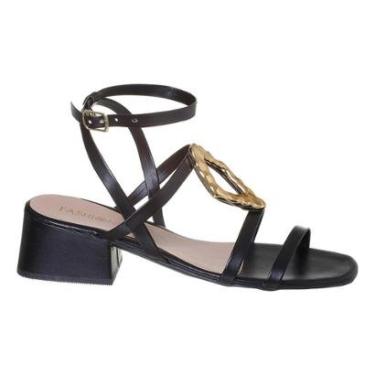 Imagem de Sandalia Salto Bloco Feminino Pedraria Peça Metal Saltinho-Feminino