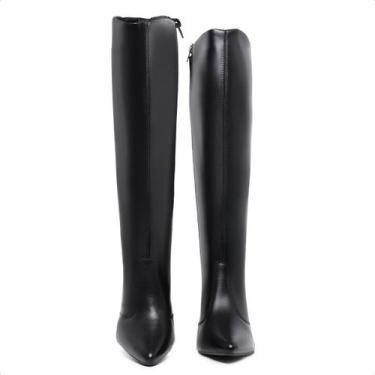Imagem de Bota Feminina Preta Cano Longo Bico Fino - Rizzicomercio, 36, Preto