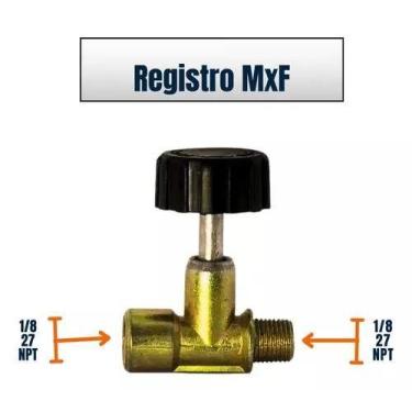 Imagem de Registro Fogão Industrial Alta Pressão 1/8 Femea 1/8 Macho - Flametop