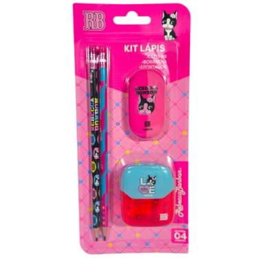 Imagem de Kit Rebecca Bonbon Material Escolar 2 L�pis 1 Borracha 1 Apontador Duplo RB Oficial (Modelo 2)