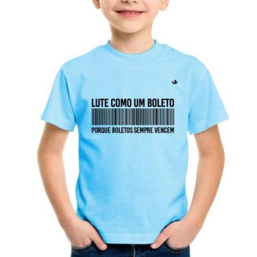 Imagem de Camiseta Infantil Lute como um boleto - Foca na Moda, Azul bebê, 10