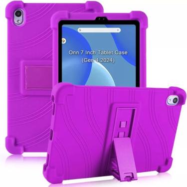 Imagem de Dteck Capa infantil para tablet Onn de 7 polegadas 2024 (modelo: 100135924), capa protetora fina de silicone macio para crianças, suporte ajustável, resistente, à prova de choque para tablet Onn de 7