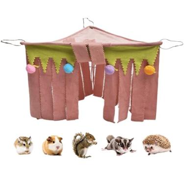 Imagem de Esconderijo de canto de porquinho da índia, esconderijo de hamster aconchegante removível para pendurar em gaiola, refúgio de casa para coelhos e ouriços (rosa)