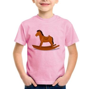 Imagem de Camiseta Infantil Cavalinho De Pau - Foca na Moda, Rosa bebê, 14