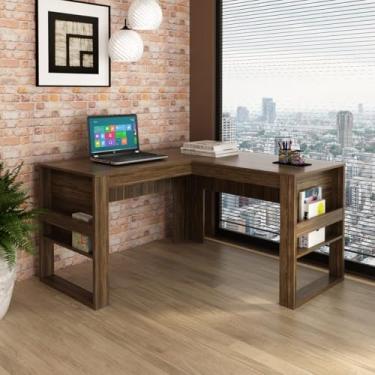 Imagem de Escrivaninha de Canto Office Angular ME4145 Nogal Preto Tecnomobili