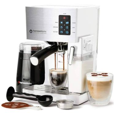 Imagem de Cafeteira Elétrica EspressoWorks Expresso Reservatório 1.4 L 19 Bar de Pressão, 110V, 1250W, Branca