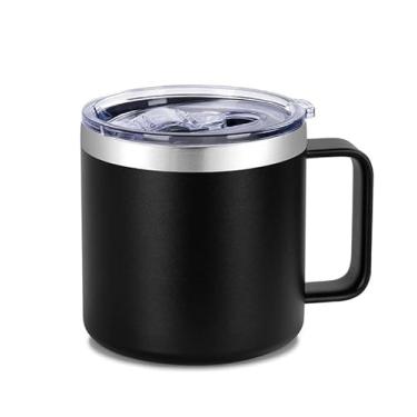 Imagem de Caneca Termica Cafe, Caneca de Café Termica, Caneca Termica com Tampa, Capacidade 420ml, Parede Dupla Isolada a Vácuo,Tampa Vedada, inox, para Cerveja, Café, Agua, Leite etc (Preto)
