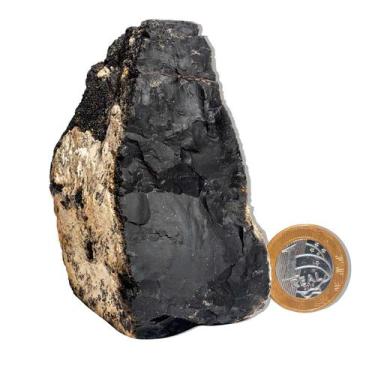Imagem de Ônix Preto Pedra Bruto Natural 400 a 450g Média 9cm Tipo B - Cristaisd