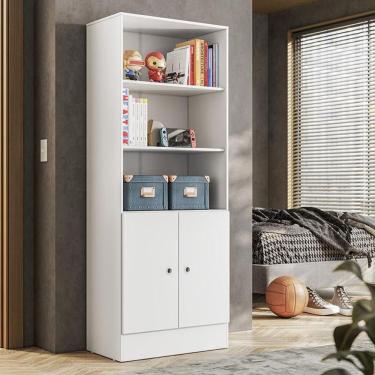 Imagem de Armario Livreiro Gamer 4095 2 Portas E 3 Prateleiras Branco Branco