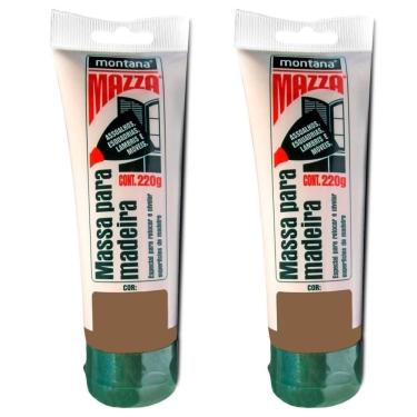 Imagem de 2 Massa Madeira Calafetar Mazza Montana 220g Sucupira