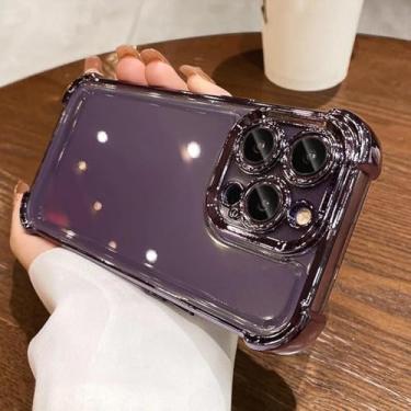 Imagem de HPQWN For Samsung S24 Ultra Luxury Magnetic Mirror Holder Case (For Samsung S24 Ultra/Purple)
