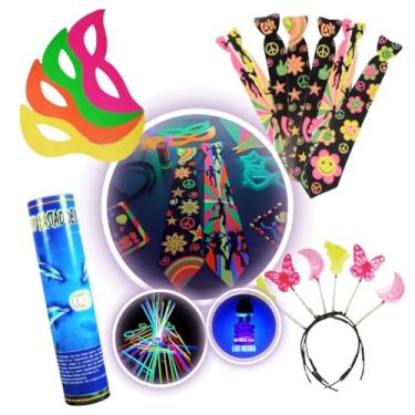 Imagem de Festa Neon Casamento Balada Kit 125 Adereços Pista De Dança