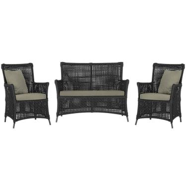 Imagem de Jogo Sofá e 2 Poltronas de Área Igapó Alumínio Pintura Marrom Corda Náutica Estofado 8 Trama