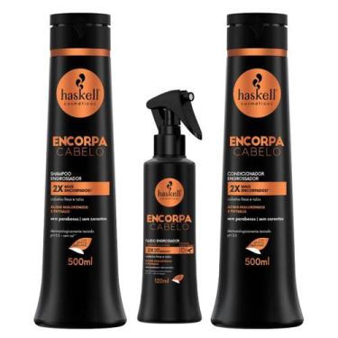 Imagem de Kit Encorpa Cabelo Haskell Shampoo e Condicionador 500ml + Fluido Engr
