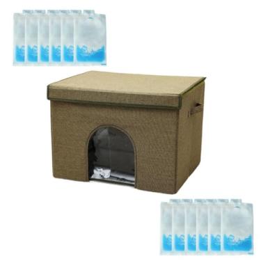 Imagem de Generic Casa de gato de resfriamento de verão com 12 sacos de gelo Cedro multifuncional canil para cachorros para filho