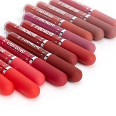 Imagem de Batom Ovo Líquido Matte Vivai Alta Pigmentação Longa Duração Não Transfere Efeito Aveludado 12 Cores Lindas (Cor 1, 2,5 ml)