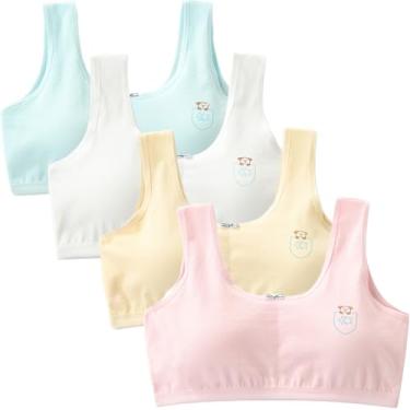 Imagem de XiHSiHan Sutiã esportivo de algodão sem costura para bebês meninas com enchimento, sutiã respirável para adolescentes, 4 cores, 12-14 Anos